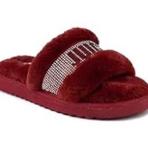 Juicy Couture Womens Slip on Fuzzy Slides